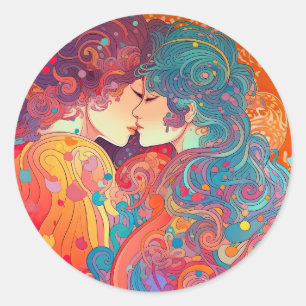 Haar liefde, haar manier ronde sticker