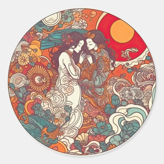 Haar liefde, haar manier ronde sticker (Voorkant)