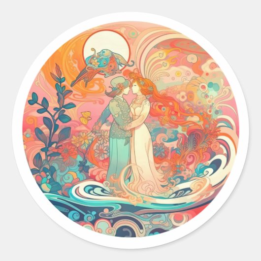 Haar liefde, haar manier ronde sticker (Voorkant)