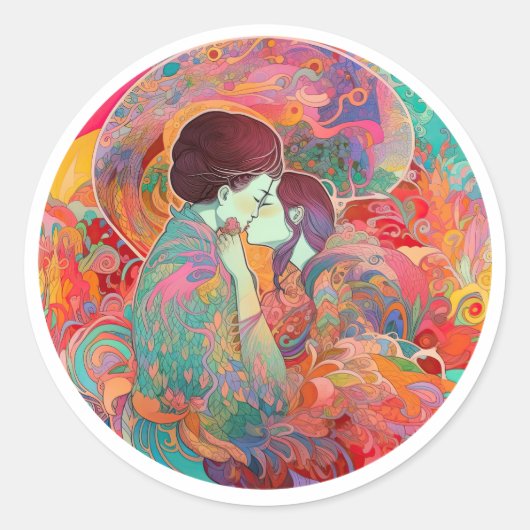 Haar liefde, haar manier ronde sticker (Voorkant)