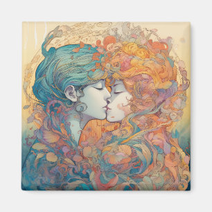 Haar liefde, haar manier Stijl van lesbische kus Magneet