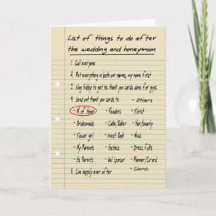 HAAR LIJST - Maid of Matron of Honor - GRAPPIG Bedankkaart