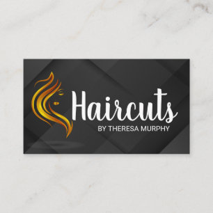 Haar Logo Dames Kapsalon Zwarte Achtergrond Visitekaartje