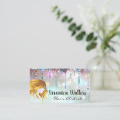 Haar Logo | Glitter Drip | Shiny Bokeh Glow Klantenkaartje (Staand voorkant)