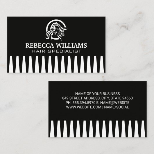 Haar Logo | Kam achtergrond Visitekaartje (Voorkant / Achterkant)