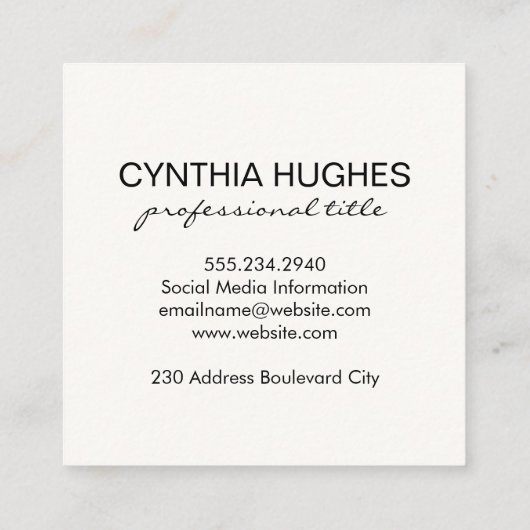 Haar Logo | Leder Vierkante Visitekaartje (Achterkant)