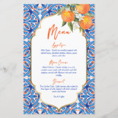 Haar Main Squeeze oranje blauw menukaart (Voorkant)