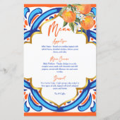 Haar Main Squeeze oranje blauw menukaart (Voorkant)