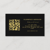 Haar Make-up Artiest Modern Zwart QR Code Visitekaartje (Achterkant)