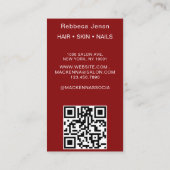 Haar Make-up Artiest Modern Zwart & Rood QR Code Visitekaartje (Achterkant)