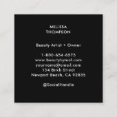 Haar Make-up Nagels Lashes Tarot Goddess Zwart Wit Vierkante Visitekaartje (Achterkant)