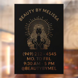 Haar Make-up Nagels Salon Goud Zwart Tarot Marketi Raamsticker