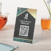 Haar make-up salon QR Code prijslijst Blauwgroen m Reclamebord Met Voetstuk (Insitu)
