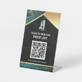 Haar make-up salon QR Code prijslijst Blauwgroen m Reclamebord Met Voetstuk (Voorkant)