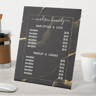 Haar Make-up Zwart Inkt Abstracte Alcohol Fabriek  Reclamebord Met Voetstuk