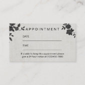 Haar & Makeup Elegant Black Floral Afsprakenkaartje (Achterkant)