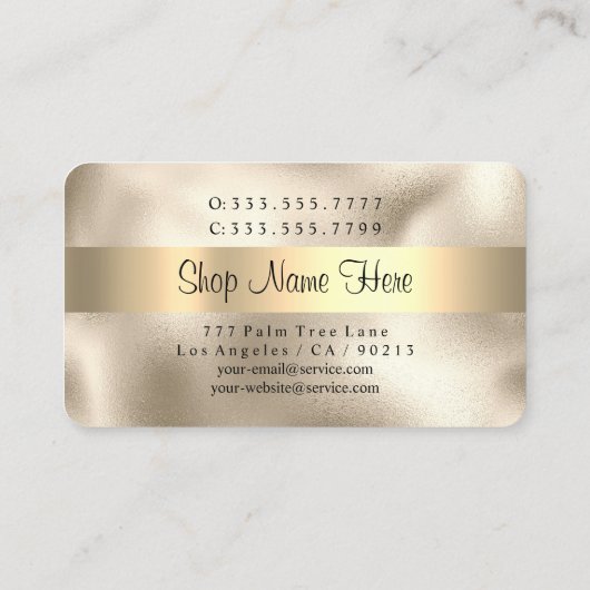 Haar & Makeup, zwarte tekst, Uw foto, Gold Busine Visitekaartje (Achterkant)