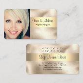 Haar & Makeup, Zwarte tekst, Uw Foto, Goud, Vs 4 Visitekaartje (Voorkant / Achterkant)