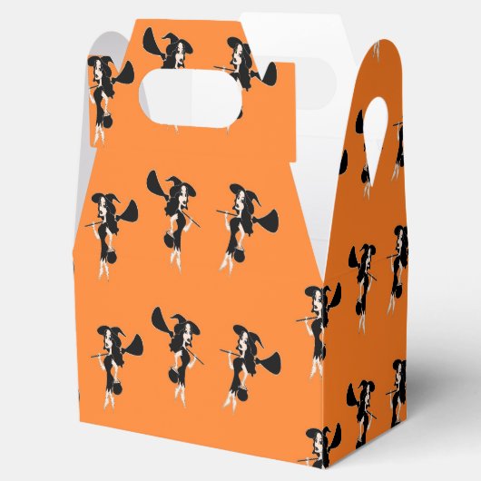 Haar met bezemsteel op sinaasappel bedankdoosjes (Geopend)