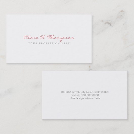 Haar minimalistische professionele roze script mod visitekaartje (Voorkant / Achterkant)