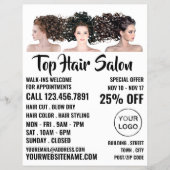 Haar Modellen, Kapper, Kapsalon Advertentie Flyer (Voorkant)