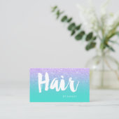 Haar modern typografie lavender glitter turquoise visitekaartje (Staand voorkant)
