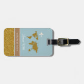 Haar moderne chique reizen goud / blauw bagagelabel (Voorkant horizontaal)