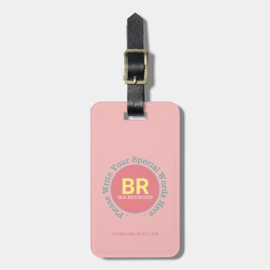 Haar mooie PINK monogram Bagagelabel (Voorkant verticaal)