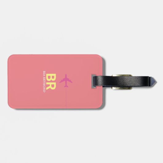 Haar mooie PINK monogram Bagagelabel (Achterkant horizontaal)