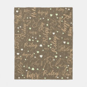 Haar naam en harten op aardse natuurlijke tinten fleece deken (Voorkant)