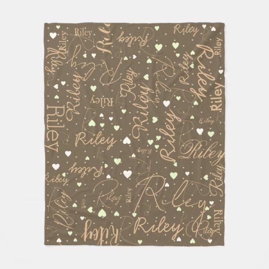 Haar naam en harten op aardse natuurlijke tinten fleece deken (Voorkant)