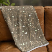 Haar naam en harten op aardse natuurlijke tinten fleece deken