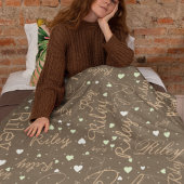 Haar naam en harten op aardse natuurlijke tinten fleece deken