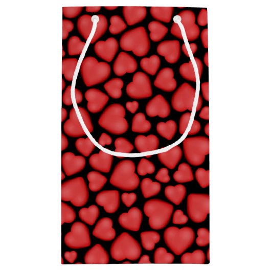 Haar naam en monogram op rode harten klein cadeauzakje (Achterkant)