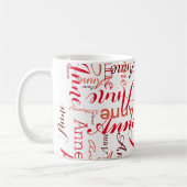 Haar naam gedrukt in rood all-over a Stylish Koffiemok (Links)