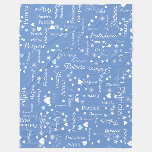 Haar Naam & Harten korenbloem blauw girly Fleece Deken (Voorkant)