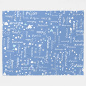 Haar Naam & Harten korenbloem blauw girly Fleece Deken (Voorkant (Horizontaal))