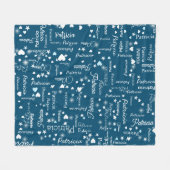 Haar naam & harten Ocean-Blue romantisch Fleece Deken (Voorkant (Horizontaal))