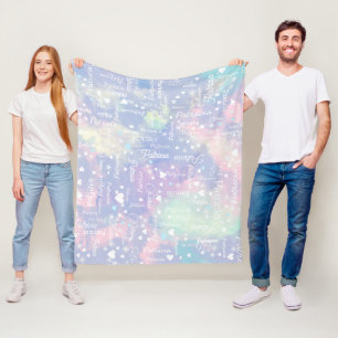 Haar naam Hearts Lila Blauwe Waterverf Fleece Deken