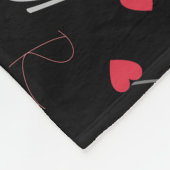 Haar naam Initiaal & Red Hearts all over Black Fleece Deken (Hoek)