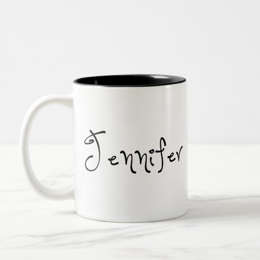 Haar naam is Jennifer Calligraphy Tweekleurige Koffiemok (Links)