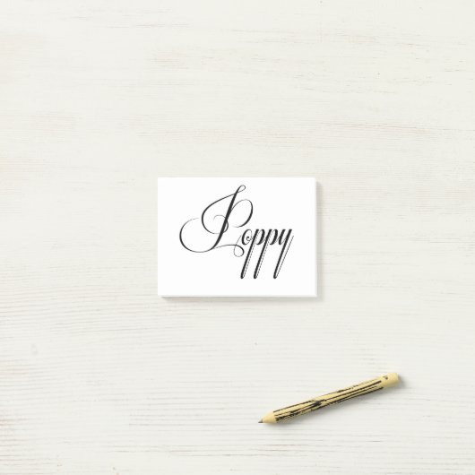 Haar naam is Poppy Calligraphy Post-it® Notes (Op bureau)