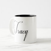 Haar naam is Tracy Calligraphy Tweekleurige Koffiemok (Voorkant links)