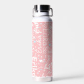 Haar naam & Schattigee harten Blushing Pink Waterfles (Achterkant)