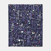 Haar naam, Splashed Schattige Hearts and Stars Fleece Deken (Voorkant)