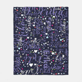 Haar naam, Splashed Schattige Hearts and Stars Fleece Deken