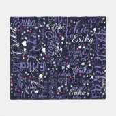 Haar naam, Splashed Schattige Hearts and Stars Fleece Deken (Voorkant (Horizontaal))