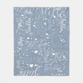 Haar naam, Splashed Schattige Hearts en Stars Blue Fleece Deken (Voorkant)