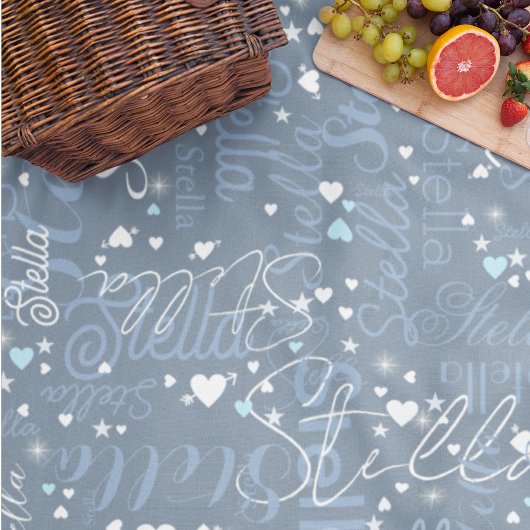 Haar naam, Splashed Schattige Hearts en Stars Blue Fleece Deken