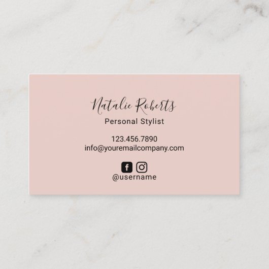 Haar & Nail Salon Goud Drips Blush Roze Typografie Visitekaartje (Achterkant)